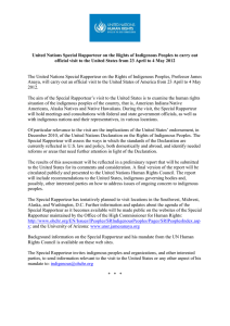 United Nations Special Rapporteur on the Rights of Indigenous Peoples... official visit to the United States from 23 April to...
