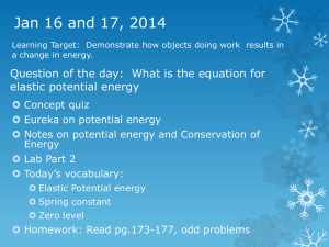 Jan 16 and 17, 2014 elastic potential energy