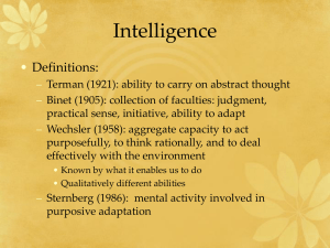 Intelligence • Definitions:
