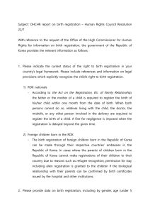 Subject: OHCHR report on birth registration  – Human Rights... 22/7  With reference to the request of the Office of the...