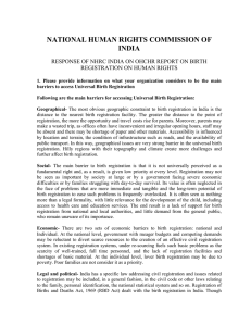 NATIONAL HUMAN RIGHTS COMMISSION OF INDIA REGISTRATION ON HUMAN RIGHTS