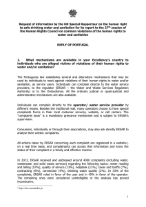 Request of information by the UN Special Rapporteur on the... to safe drinking water and sanitation for its report to...