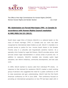 RE: Submission on Forced Marriages (FM)  in Canada In