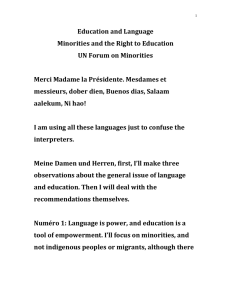Education and Language Minorities and the Right to Education