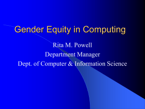 Gender Equity in Computing Rita M. Powell Department Manager