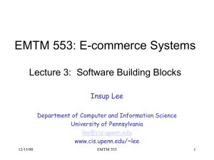 EMTM 553: E-commerce Systems Lecture 3:  Software Building Blocks Insup Lee