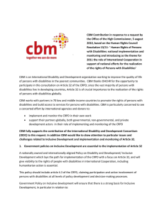 CBM Contribution in response to a request by