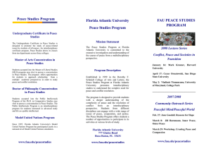 Peace Studies Program FAU PEACE STUDIES Florida Atlantic University PROGRAM