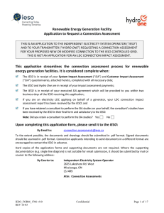 Renewable Energy Generation Facility Application to Request a Connection Assessment application