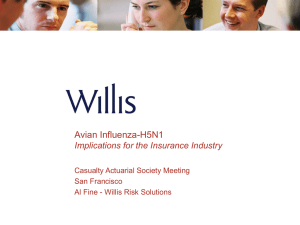 Avian Influenza-H5N1 Implications for the Insurance Industry Casualty Actuarial Society Meeting San Francisco