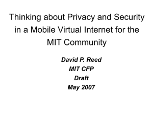 Thinking about Privacy and Security MIT Community David P. Reed