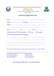 Conference Registration Form  Seventh Scientific Agricultural Conference (SSAC-2012)