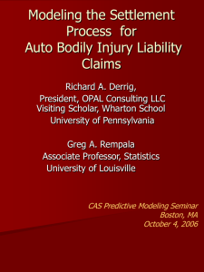 Modeling the Settlement Process  for Auto Bodily Injury Liability Claims