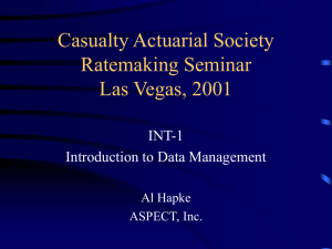 Casualty Actuarial Society Ratemaking Seminar Las Vegas, 2001 INT-1