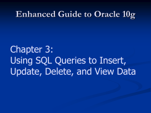 Enhanced Guide to Oracle 10g Chapter 3: Using SQL Queries to Insert,