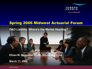Spring 2006 Midwest Actuarial Forum D&amp;O Liability: Where’s the Market Heading?