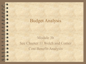 Budget Analysis Module 3b See Chapter 11 Welch and Comer Cost Benefit-Analysis
