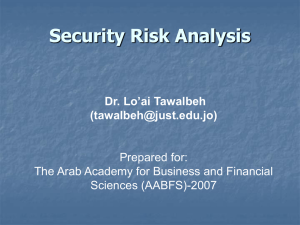 Security Risk Analysis Dr. Lo’ai Tawalbeh () Prepared for: