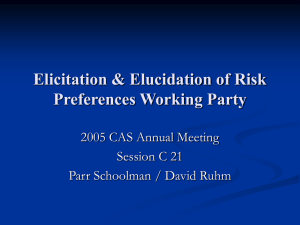Elicitation &amp; Elucidation of Risk Preferences Working Party 2005 CAS Annual Meeting