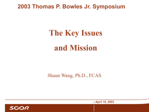 The Key Issues and Mission 2003 Thomas P. Bowles Jr. Symposium