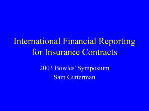 International Financial Reporting for Insurance Contracts 2003 Bowles’ Symposium Sam Gutterman