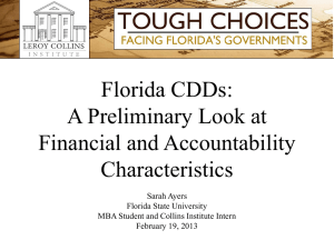 Florida CDDs: A Preliminary Look at Financial and Accountability Characteristics