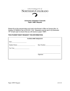 Please fill out the request below and mail to the... Greeley CO 80639 or fax to 970-351-1142.  Requests must...  University of Northern Colorado