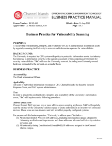 Business Practice for Vulnerability Scanning PURPOSE: