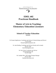 EDEL 602 Practicum Handbook Master of Arts in Teaching: