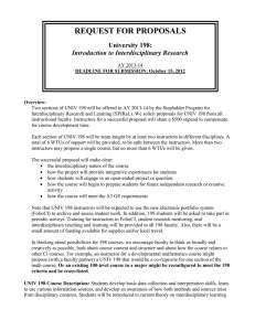 REQUEST FOR PROPOSALS University 198: Introduction to Interdisciplinary Research
