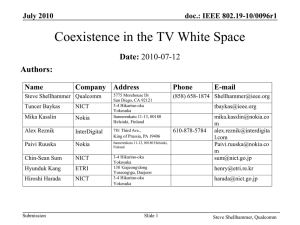 Coexistence in the TV White Space Date: Authors: doc.: IEEE 802.19-10/0096r1