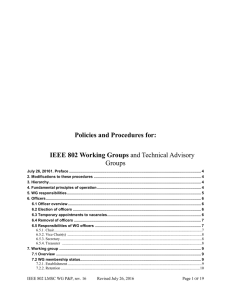 Policies and Procedures for: IEEE 802 Working Groups