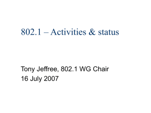 802.1 – Activities &amp; status Tony Jeffree, 802.1 WG Chair
