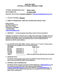 IEEE 802 LMSC OFFICIAL TUTORIAL REQUEST FORM