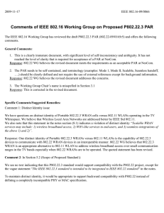 Comments of IEEE 802.16 Working Group on Proposed P802.22.3 PAR