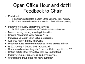Open Office Hour and dot11 Feedback to Chair • Participation: