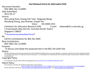 Fast Network Entry for Alternative Path Document Number: IEEE S802.16n-11/0095 Date Submitted: