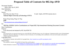 Proposed Table of Contents for 802.16p AWD