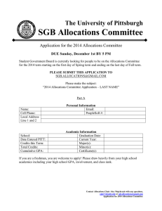 SGB Allocations Committee The University of Pittsburgh