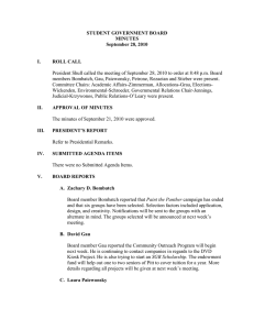 STUDENT GOVERNMENT BOARD MINUTES September 28, 2010