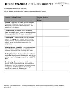 Thinking like a Historian checklist* Historical Thinking Strategy Strategy Findings