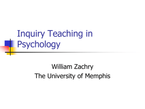 Inquiry Teaching in Psychology William Zachry The University of Memphis