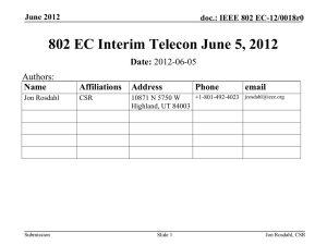 802 EC Interim Telecon June 5, 2012 Date: Authors: Name