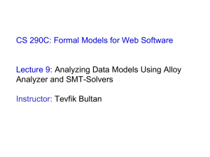 CS 290C: Formal Models for Web Software Lecture 9: Analyzer and SMT-Solvers