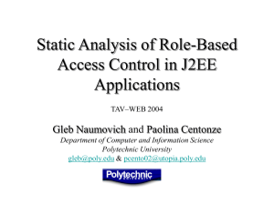 Static Analysis of Role-Based Access Control in J2EE Applications