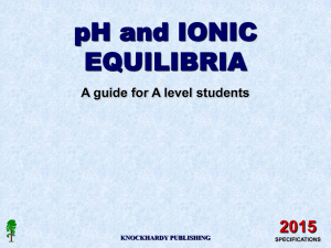pH and IONIC EQUILIBRIA 2015 A guide for A level students