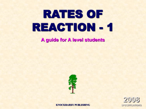 RATES OF REACTION - 1 2008 A guide for A level students