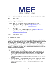 Title: Liaison to IEEE 802.1 from the MEF Service Activation Loopback...  Date: