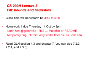 CS 290H Lecture 3 Fill: bounds and heuristics