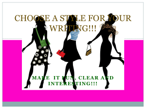 CHOOSE A STYLE FOR YOUR WRITING!!! MAKE  IT FUN, CLEAR AND INTERESTING!!!